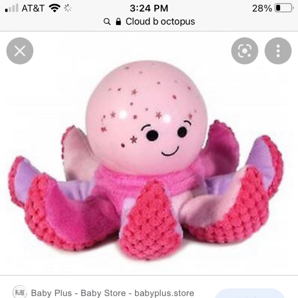 Cloud B pink octopus soft night light.
